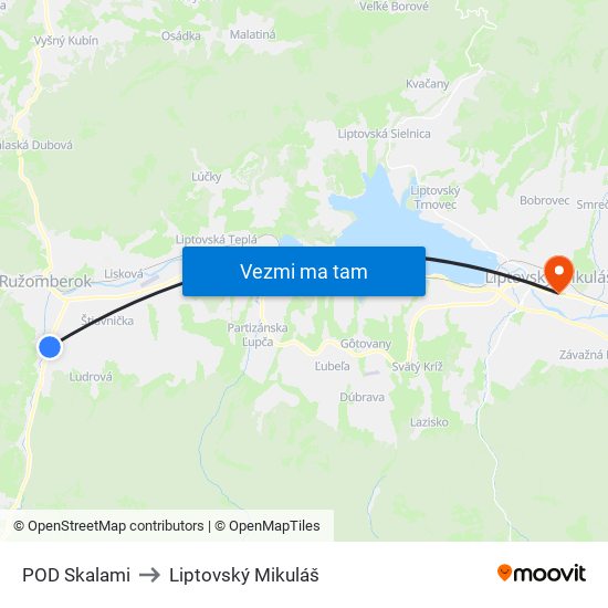 POD Skalami to Liptovský Mikuláš map