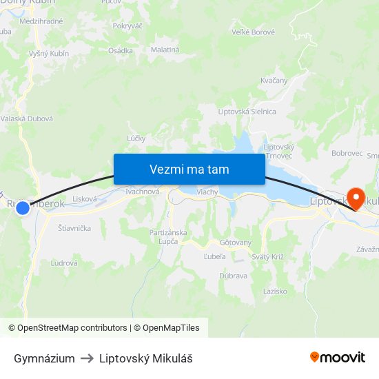 Gymnázium to Liptovský Mikuláš map