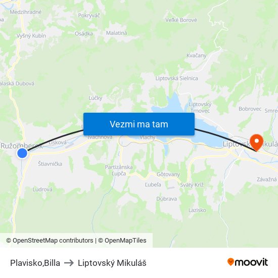 Plavisko,Billa to Liptovský Mikuláš map