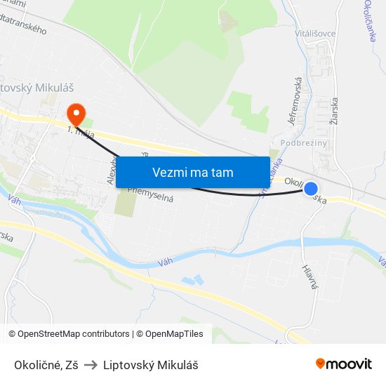 Okoličné, Zš to Liptovský Mikuláš map