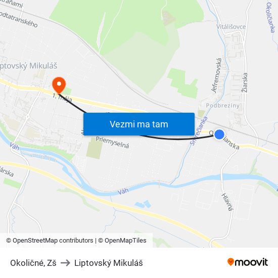 Okoličné, Zš to Liptovský Mikuláš map