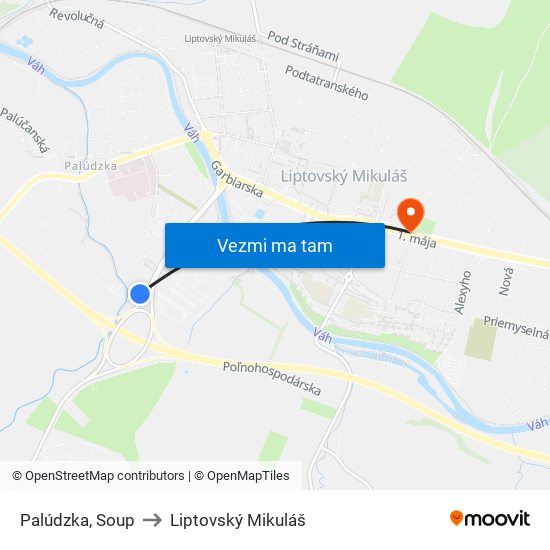 Palúdzka, Soup to Liptovský Mikuláš map