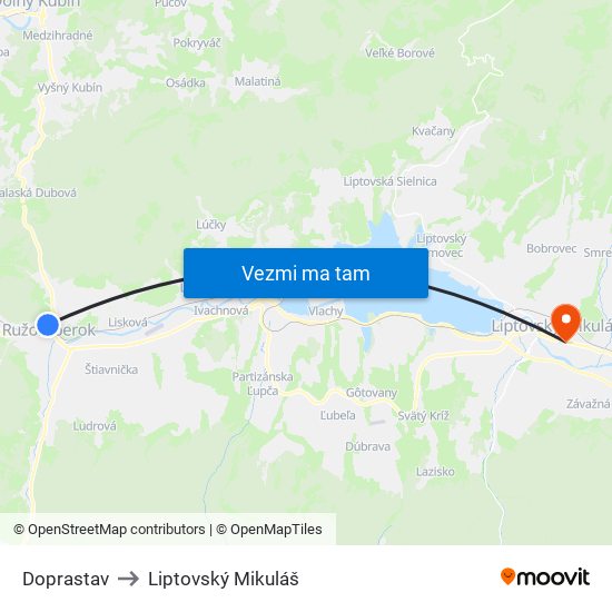 Doprastav to Liptovský Mikuláš map