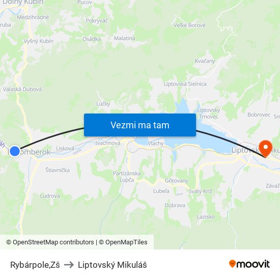 Rybárpole,Zš to Liptovský Mikuláš map