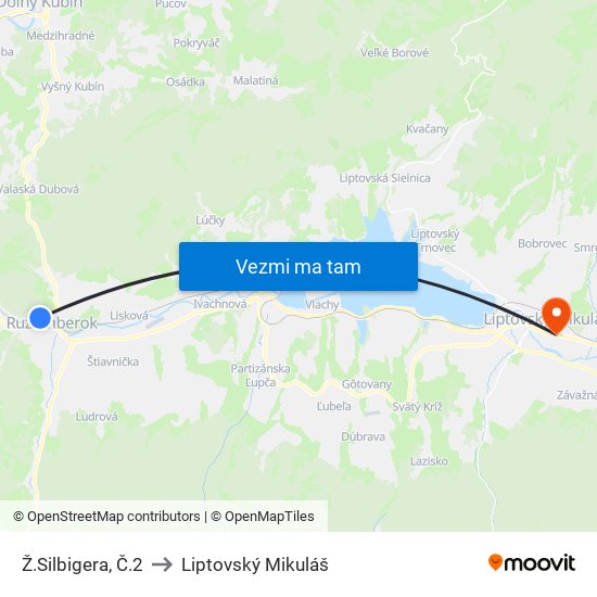 Ž.Silbigera, Č.2 to Liptovský Mikuláš map