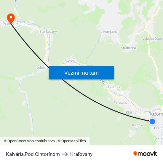 Kalvária,Pod Cintorínom to Kraľovany map