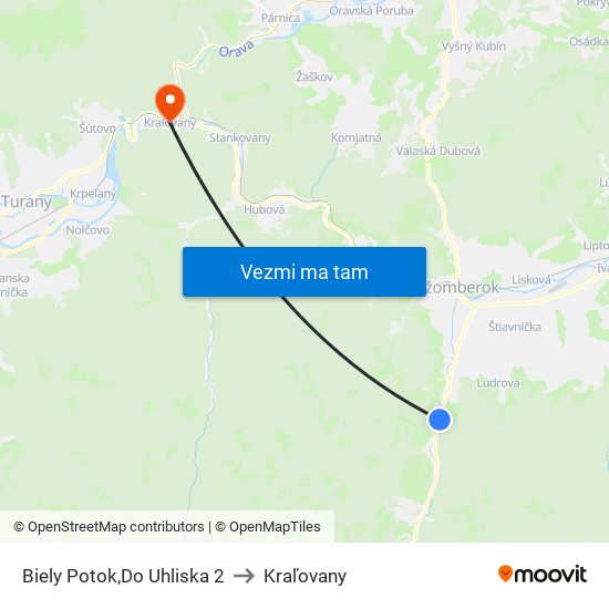 Biely Potok,Do Uhliska 2 to Kraľovany map