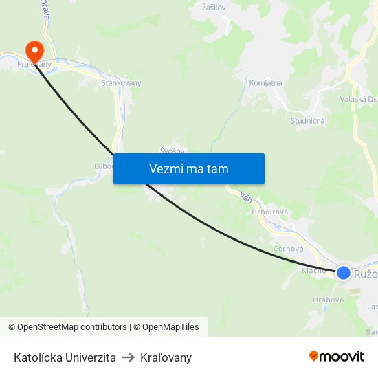 Katolícka Univerzita to Kraľovany map