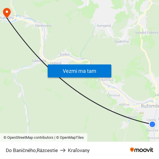 Do Baničného,Rázcestie to Kraľovany map