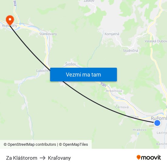 Za Kláštorom to Kraľovany map