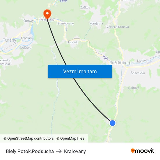 Biely Potok,Podsuchá to Kraľovany map