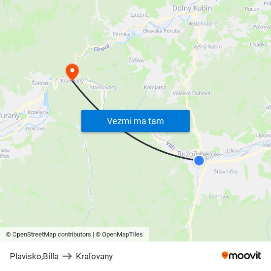 Plavisko,Billa to Kraľovany map