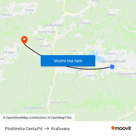 Ploštínska Cesta,Pd to Kraľovany map