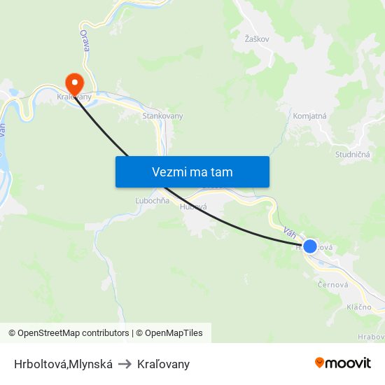 Hrboltová,Mlynská to Kraľovany map