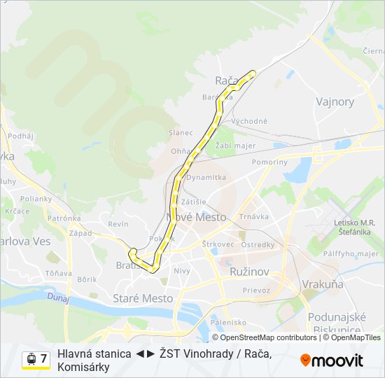 7 električka Mapa linky