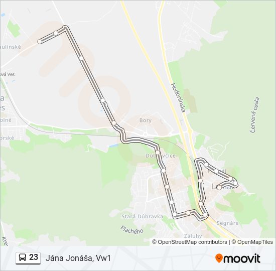 23 autobus Mapa linky