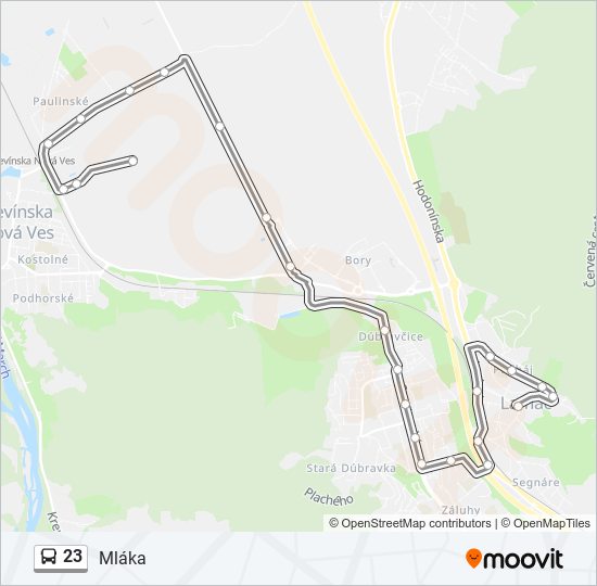 23 autobus Mapa linky