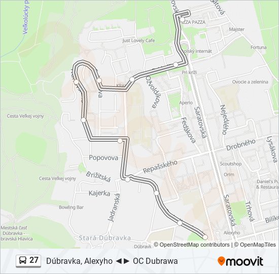 27 autobus Mapa linky