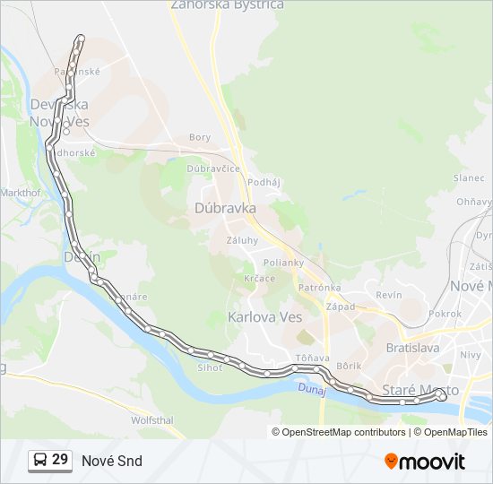 29 autobus Mapa linky