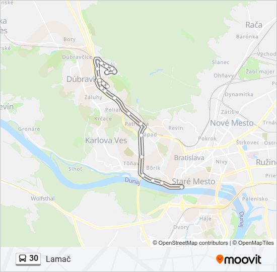 30 autobus Mapa linky