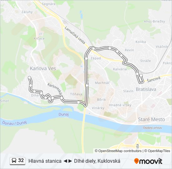32 autobus Mapa linky