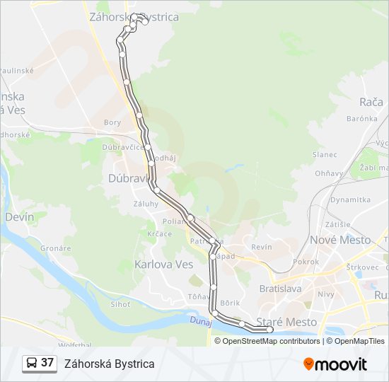 37 autobus Mapa linky