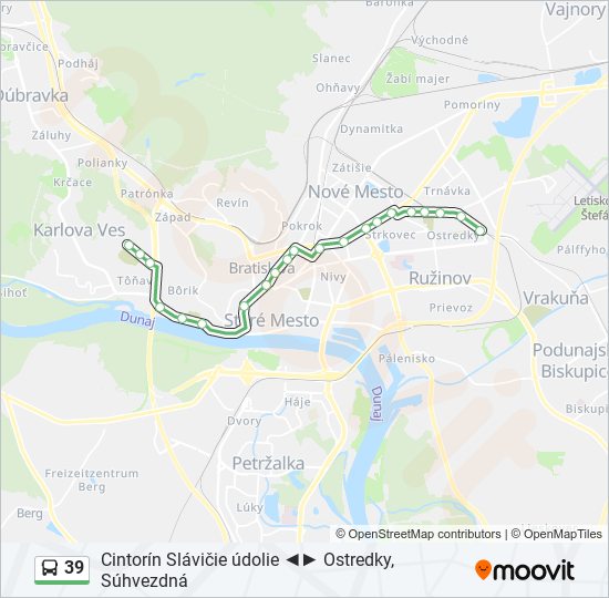 39 autobus Mapa linky