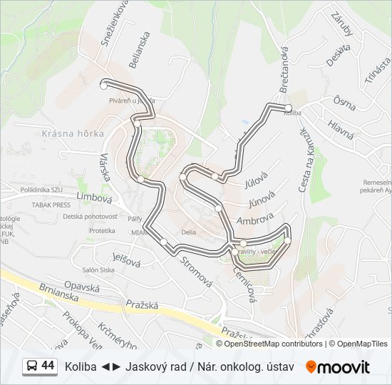 44 bus Line Map