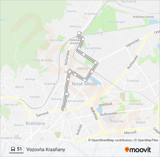 51 autobus Mapa linky