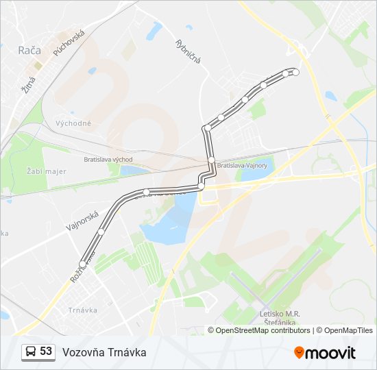 53 autobus Mapa linky