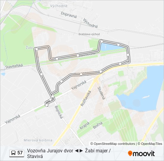 57 autobus Mapa linky