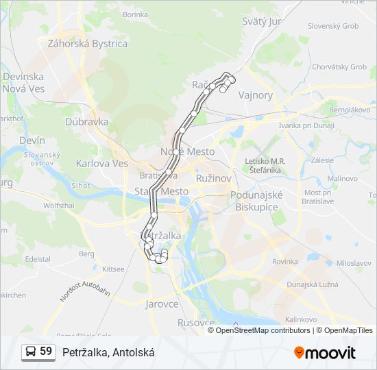59 autobus Mapa linky