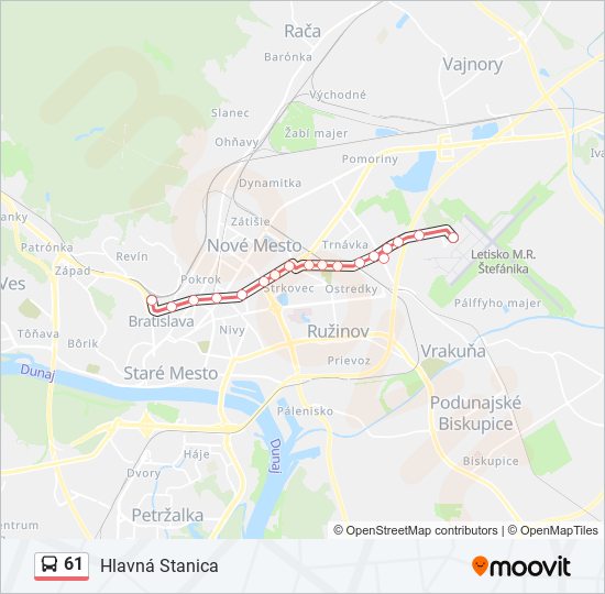 61 autobus Mapa linky