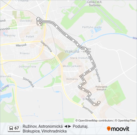 67 autobus Mapa linky