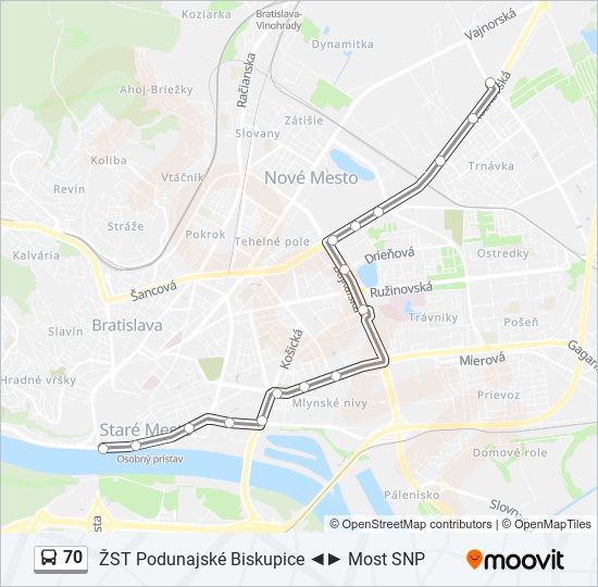 70 bus Line Map