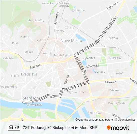 70 Bus Line Map