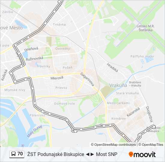 70 bus Line Map