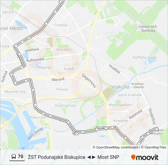 70 Bus Line Map