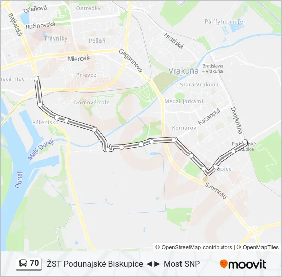 70 Bus Line Map