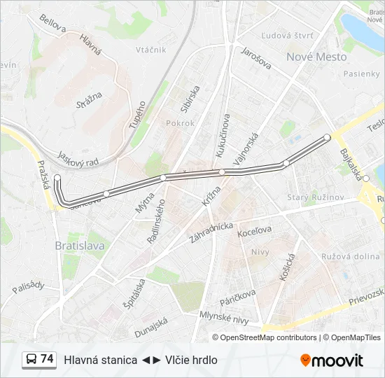 74 Bus Line Map