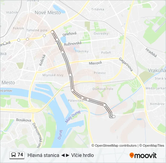 74 Bus Line Map