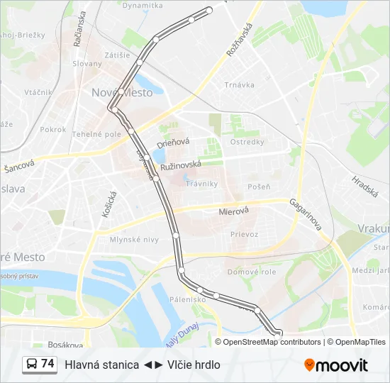 74 Bus Line Map