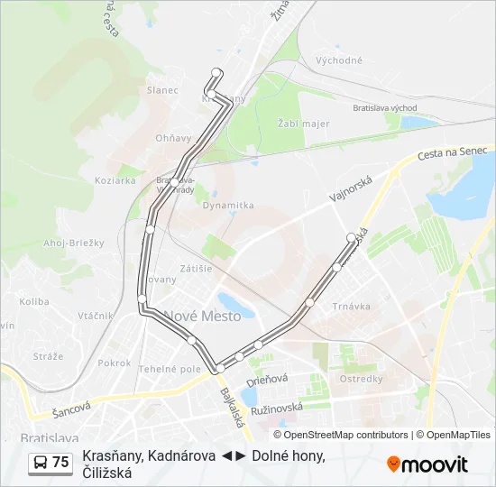 75 Bus Line Map