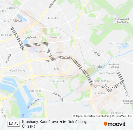 75 Bus Line Map