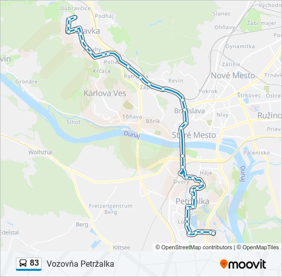 83 autobus Mapa linky