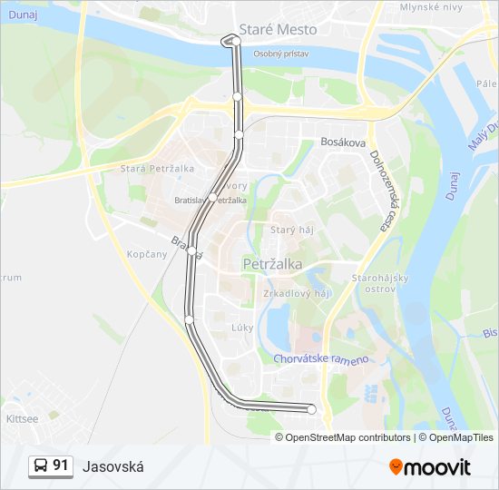 91 autobus Mapa linky