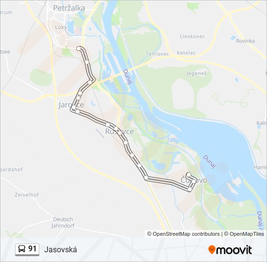 91 autobus Mapa linky