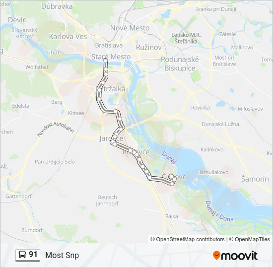 91 Bus Line Map