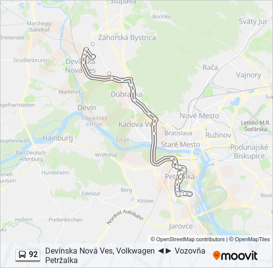 92 bus Line Map