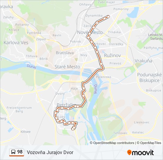 98 autobus Mapa linky